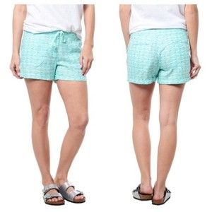 Vineyard Vines Teal Aqua Fish Print Linen Shorts